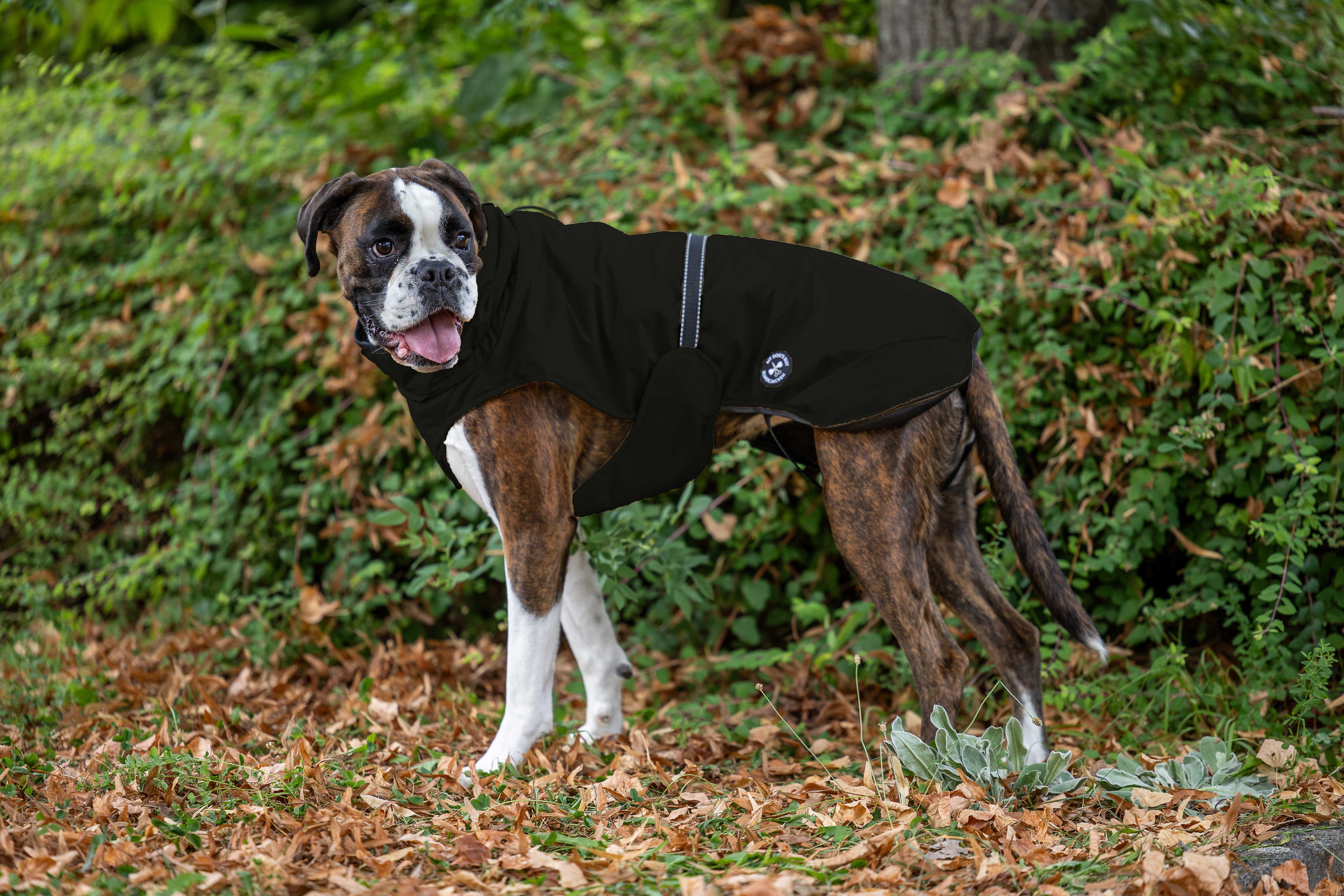 Hunderegenjacke mit Rückenöffnung "Midnight Black" - NEU