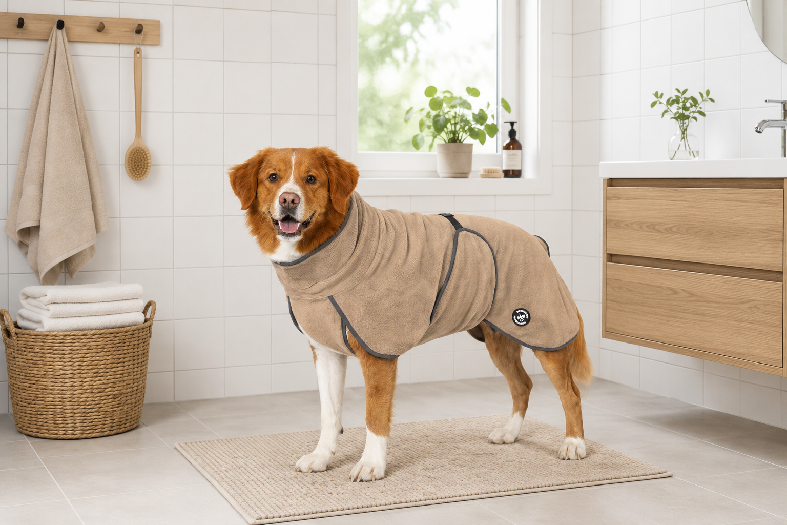 Hundebademantel & Schlafmantel (2-in-1) „Champagne Beige“