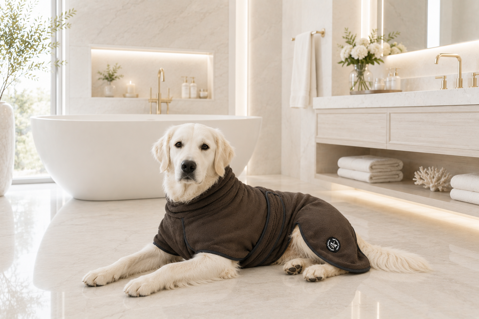 Hundebademantel & Schlafmantel (2-in-1) „Truffle Brown“