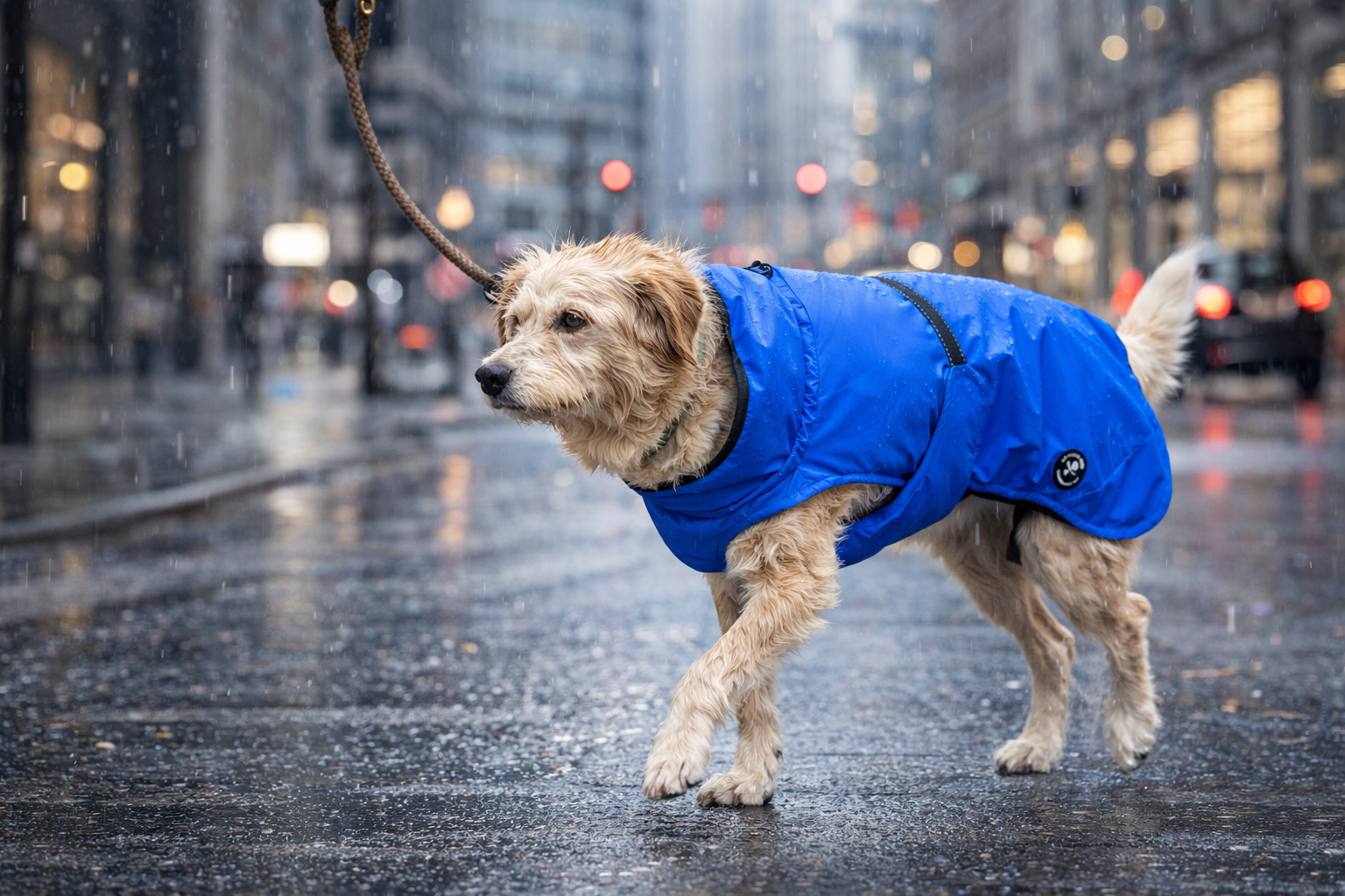 Hunderegenjacke mit Rückenöffnung "Royal Blue" - NEU